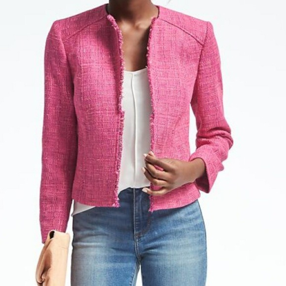 Banana Republic Pink Tweed Blazer Jacket